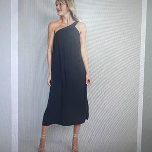 Navy one shoulder dress